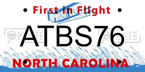 ATBS76 North Carolina License Plate