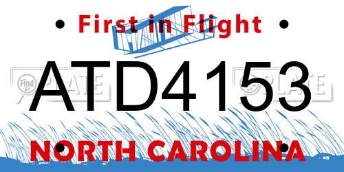 ATD4153 North Carolina License Plate