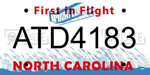 ATD4183 North Carolina License Plate
