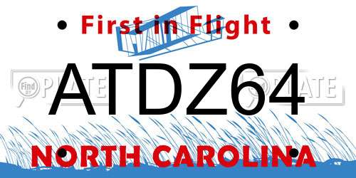 ATDZ64 North Carolina License Plate