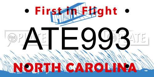 ATE993 North Carolina License Plate