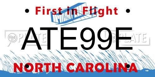 ATE99E North Carolina License Plate