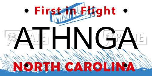 ATHNGA North Carolina License Plate