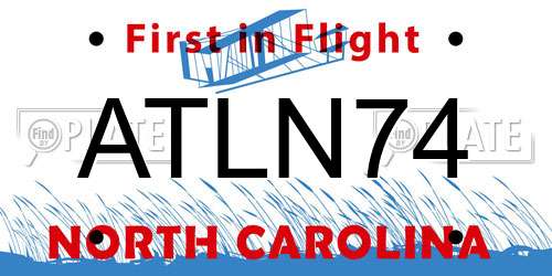 ATLN74 North Carolina License Plate