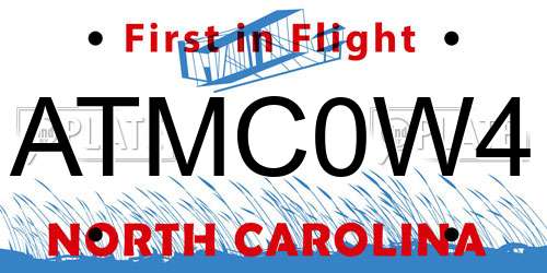 ATMC0W4 North Carolina License Plate
