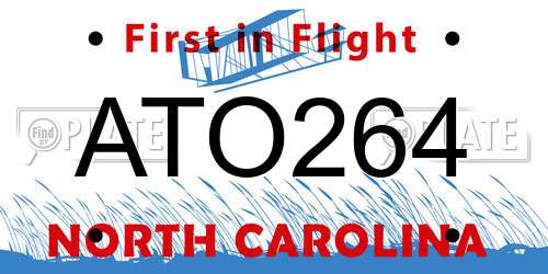 ATO264 North Carolina License Plate