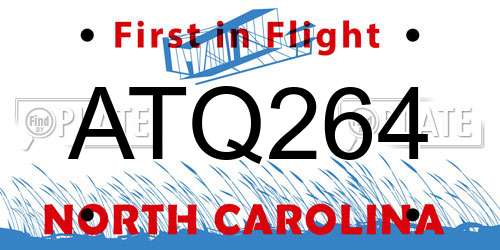 ATQ264 North Carolina License Plate
