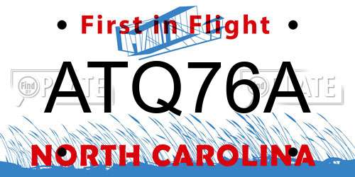 ATQ76A North Carolina License Plate