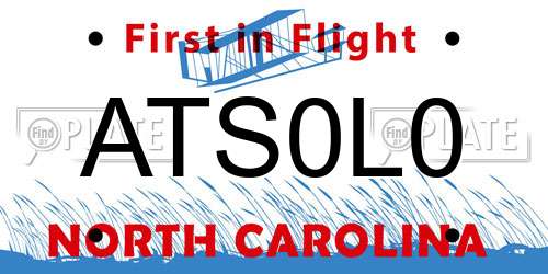 ATS0L0 North Carolina License Plate