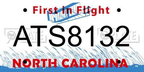 ATS8132 North Carolina License Plate