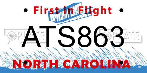 ATS863 North Carolina License Plate