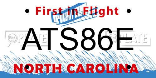 ATS86E North Carolina License Plate