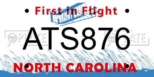 ATS876 North Carolina License Plate
