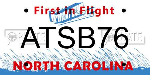 ATSB76 North Carolina License Plate
