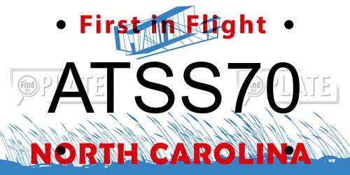 ATSS70 North Carolina License Plate