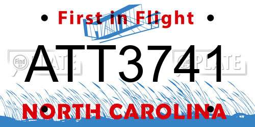 ATT3741 North Carolina License Plate