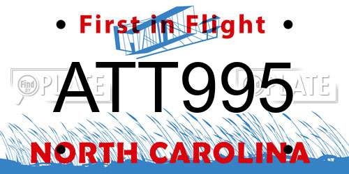 ATT995 North Carolina License Plate