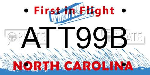 ATT99B North Carolina License Plate