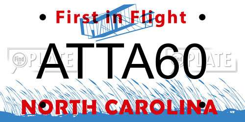 ATTA60 North Carolina License Plate