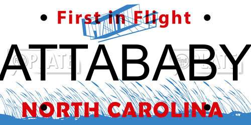 ATTABABY North Carolina License Plate