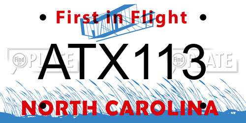 ATX113 North Carolina License Plate