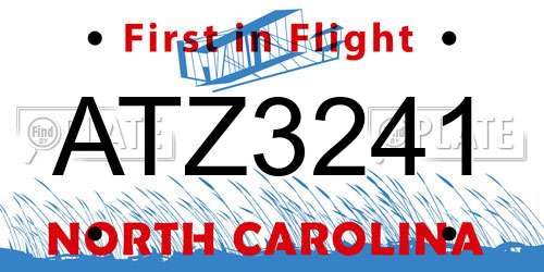 ATZ3241 North Carolina License Plate