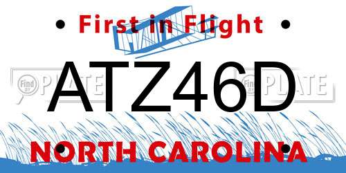 ATZ46D North Carolina License Plate