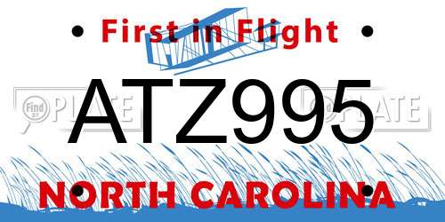 ATZ995 North Carolina License Plate