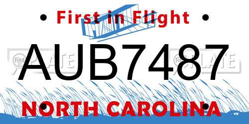 AUB7487 North Carolina License Plate