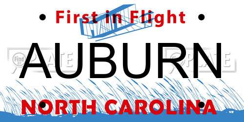 AUBURN North Carolina License Plate
