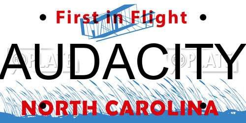 AUDACITY North Carolina License Plate