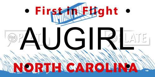 AUGIRL North Carolina License Plate