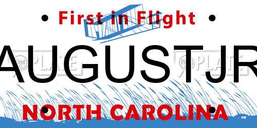 AUGUSTJR North Carolina License Plate