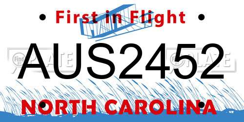 AUS2452 North Carolina License Plate