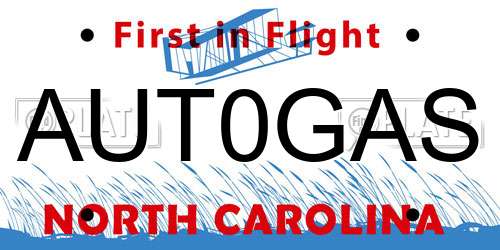 AUT0GAS North Carolina License Plate