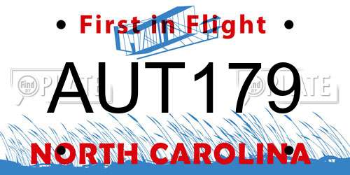 AUT179 North Carolina License Plate