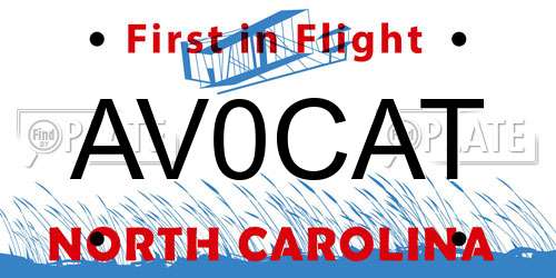AV0CAT North Carolina License Plate