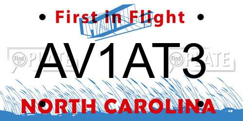 AV1AT3 North Carolina License Plate