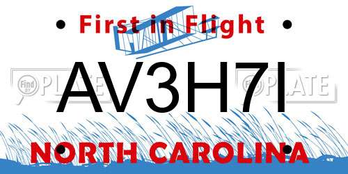 AV3H7I North Carolina License Plate