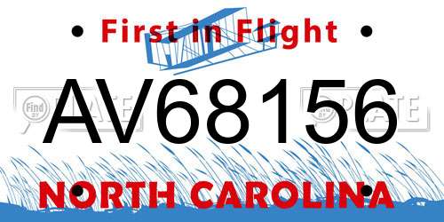 AV68156 North Carolina License Plate