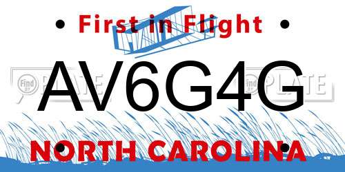 AV6G4G North Carolina License Plate