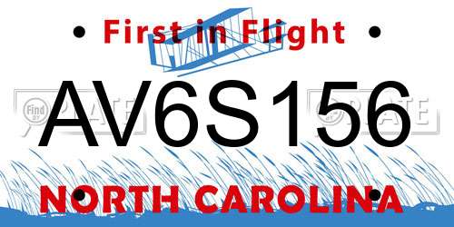 AV6S156 North Carolina License Plate