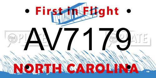 AV7179 North Carolina License Plate