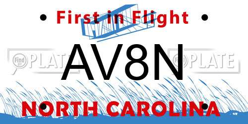 AV8N North Carolina License Plate