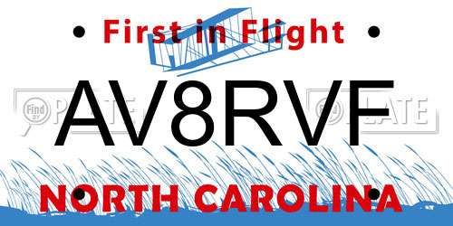 AV8RVF North Carolina License Plate