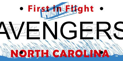 AVENGERS North Carolina License Plate