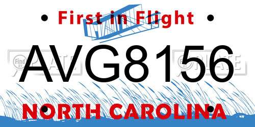 AVG8156 North Carolina License Plate