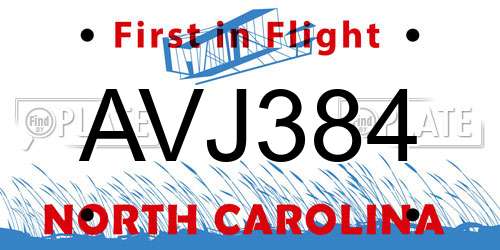 AVJ384 North Carolina License Plate