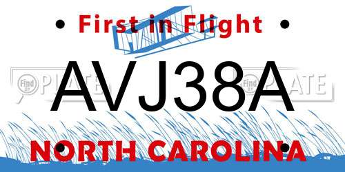 AVJ38A North Carolina License Plate