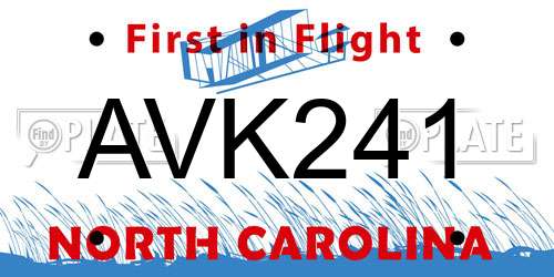 AVK241 North Carolina License Plate